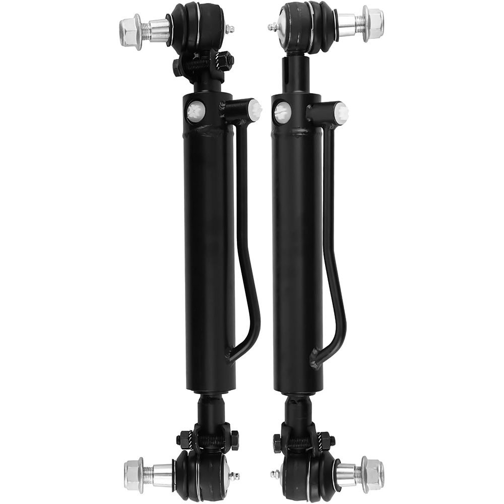 Welded agricultural hydraulic cylinder for tractor steering and implement lift, white background product view