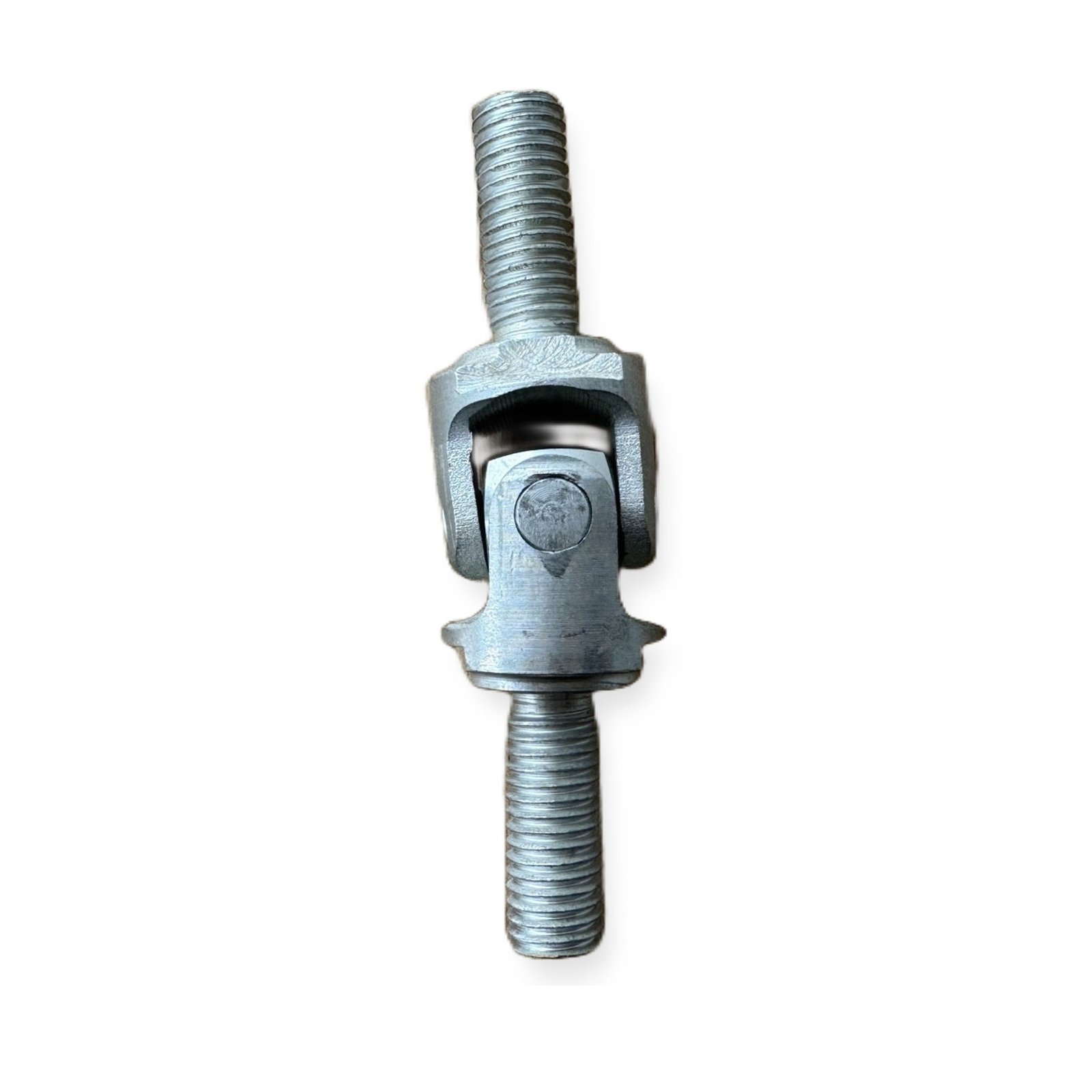 Single silver universal joint on a white background, product photo